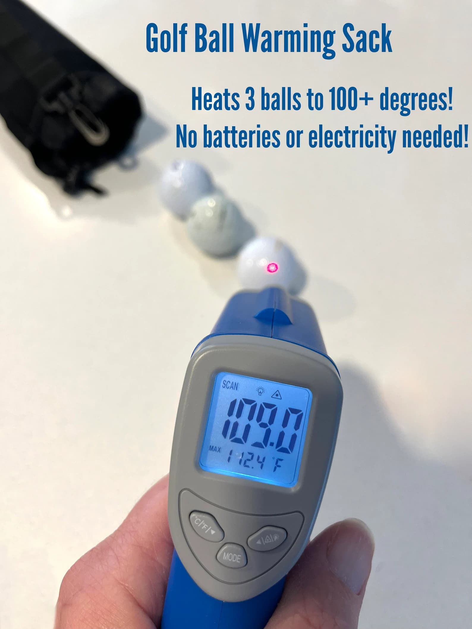 Hot Balls golf warmer product photo in use